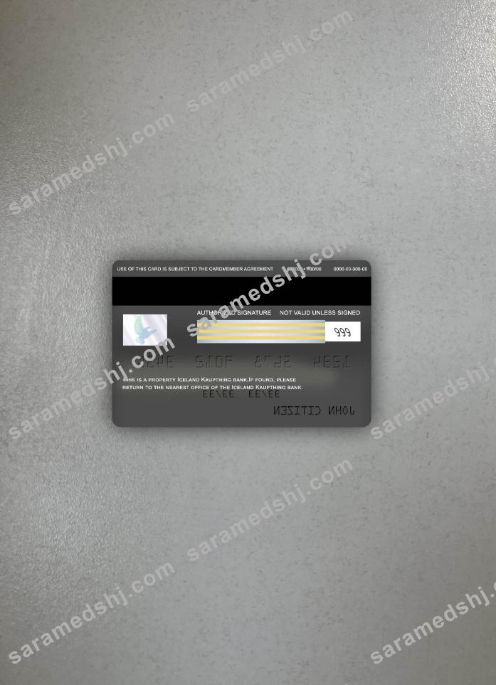 Iceland Kaupthing visa signature card photolook back